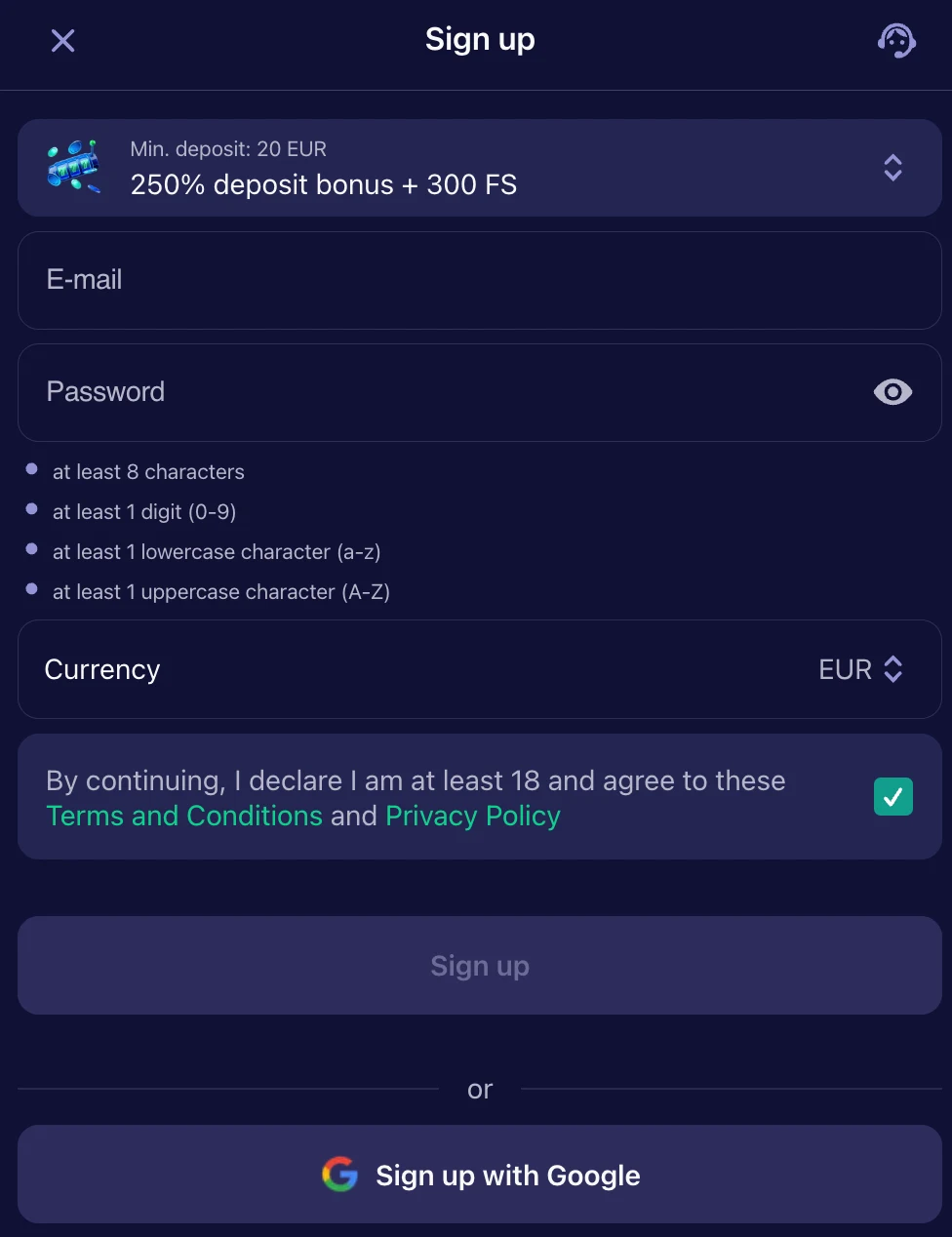 Betmatch Sign Up